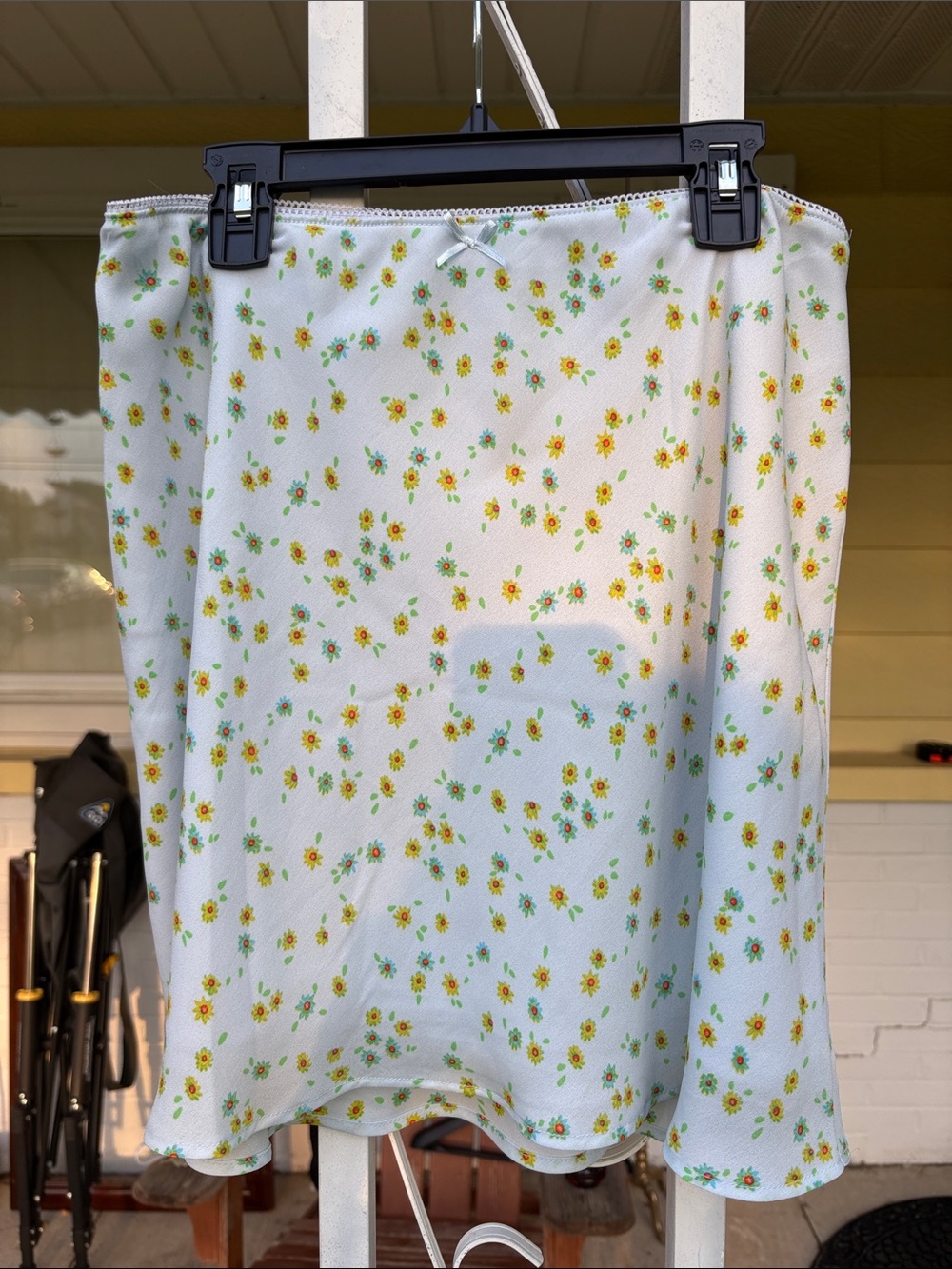 wild fable White Mini Slip Skirt with Yellow & Green Floral Print